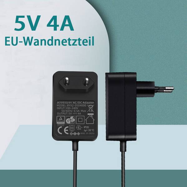 BOYAXUAN 5V4A EU-Wandnetzteil für USB-HUBs mit GS-Zertifizierung