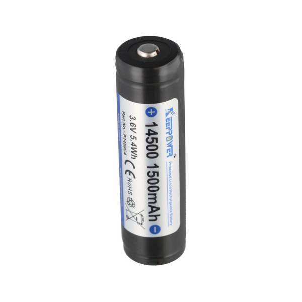KEEPPOWER Li-Ionen-Akku 14650, 1500mAh, 3,6V bis 3,7V, mit PCB Schutzschaltung (Pluspol erhöht)