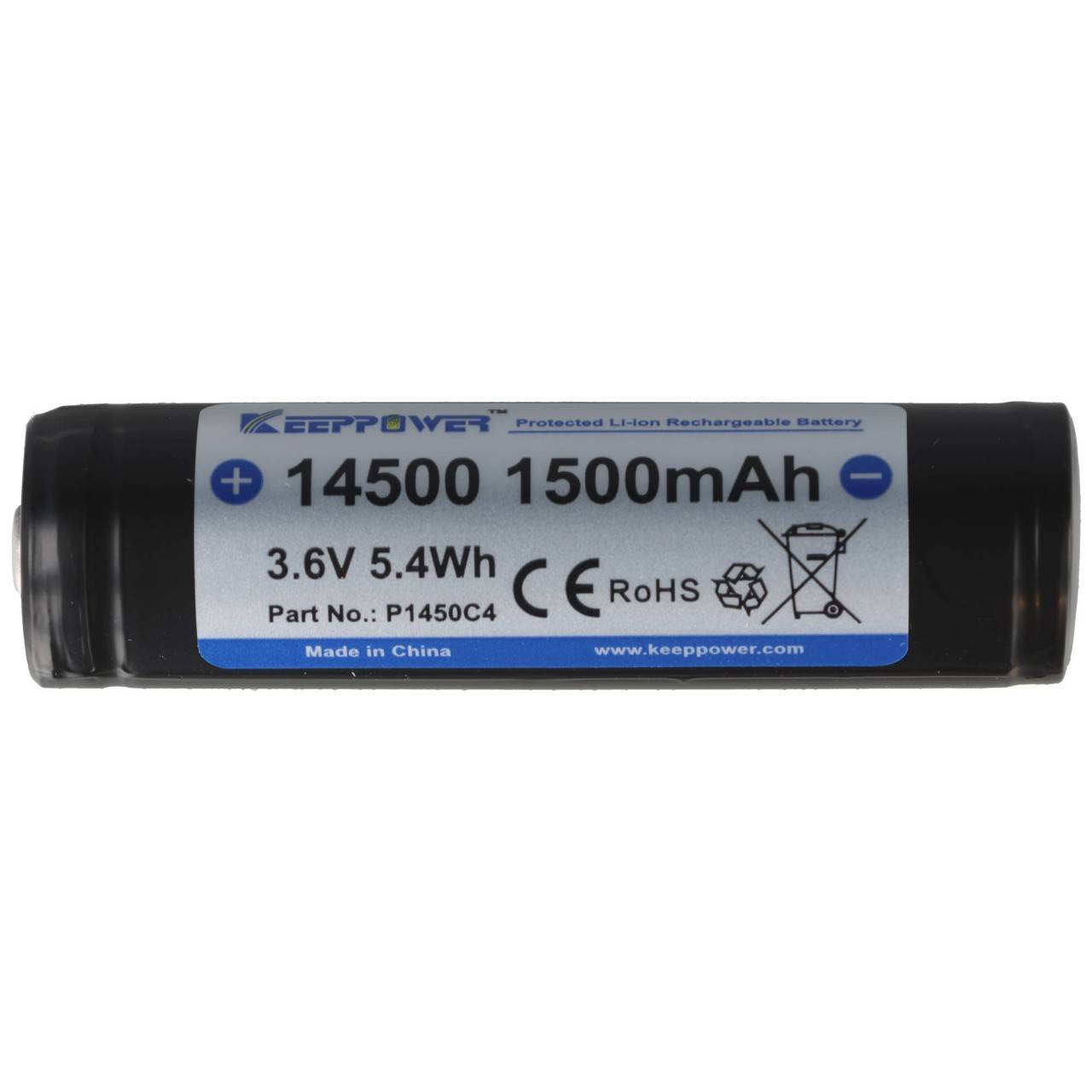 KEEPPOWER Li-Ionen-Akku 14650, 1500mAh, 3,6V bis 3,7V, mit PCB Schutzschaltung (Pluspol erhöht)-3