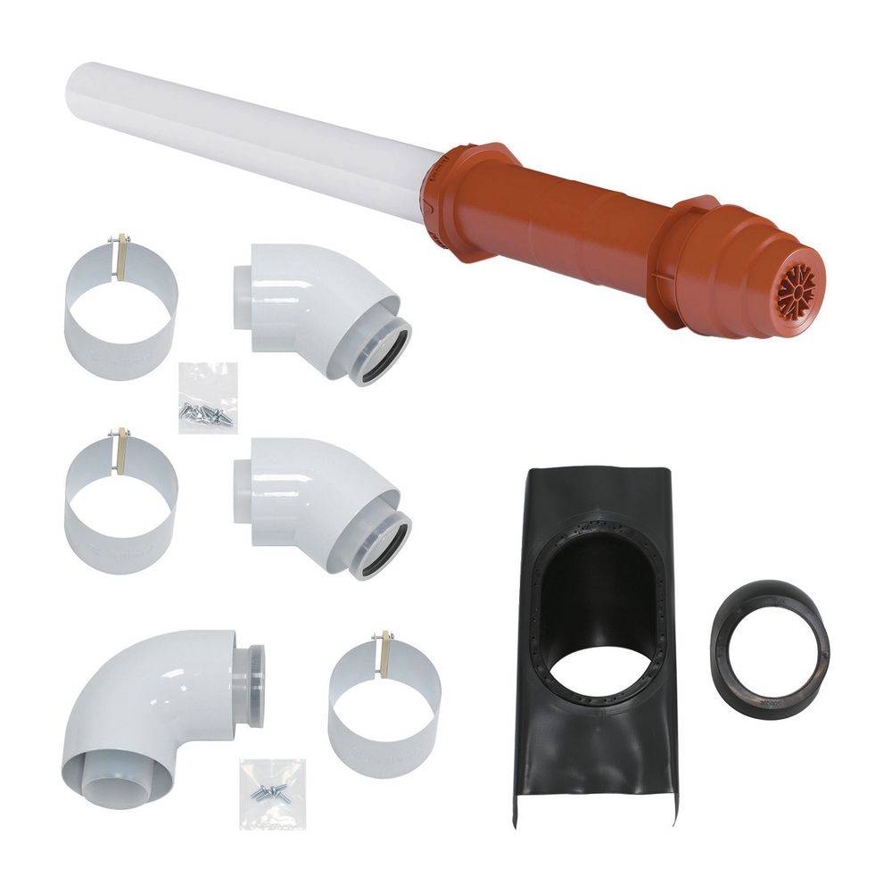 Vaillant Luft-/Abgasführung Paket 1.50 für senkrechte Dachdurchführung d. 60/100mm, Rot, 3 Stück-0