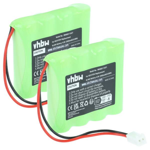 vhbw 2x Akku Ersatz für Teleradio M241054 | für Industrie-Funkfernsteuerung Fernbedienung (2000 mAh, 4,8 V, NiMH)