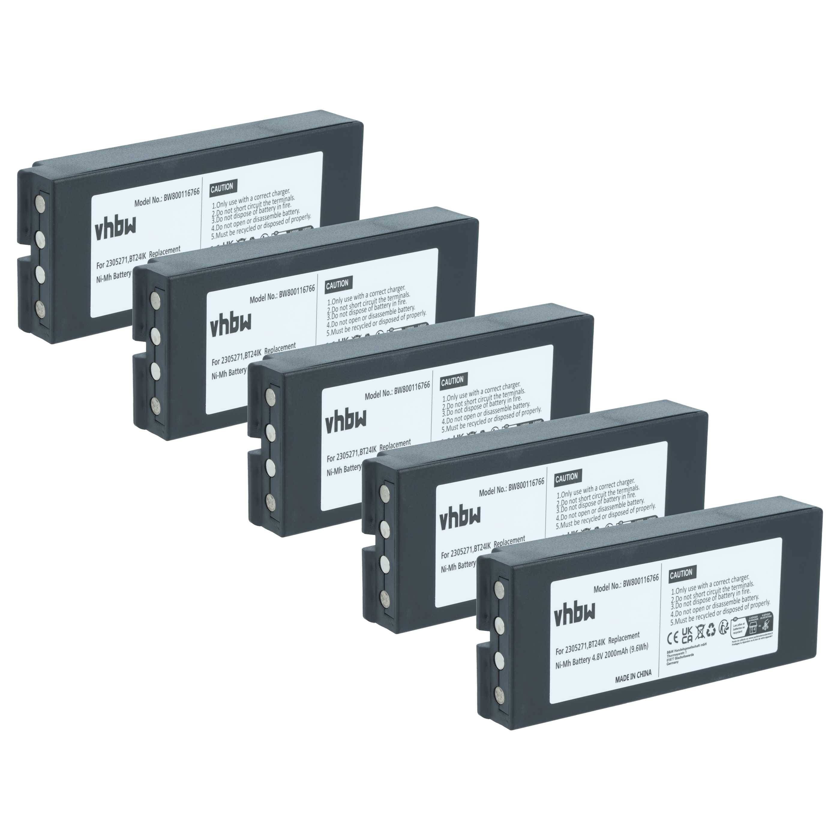vhbw 5x Akku kompatibel mit Ikusi JASO | IKONTROL 2305271, IKONTROL, IK4 Industrie-Funkfernsteuerung Fernbedienung (2000-0