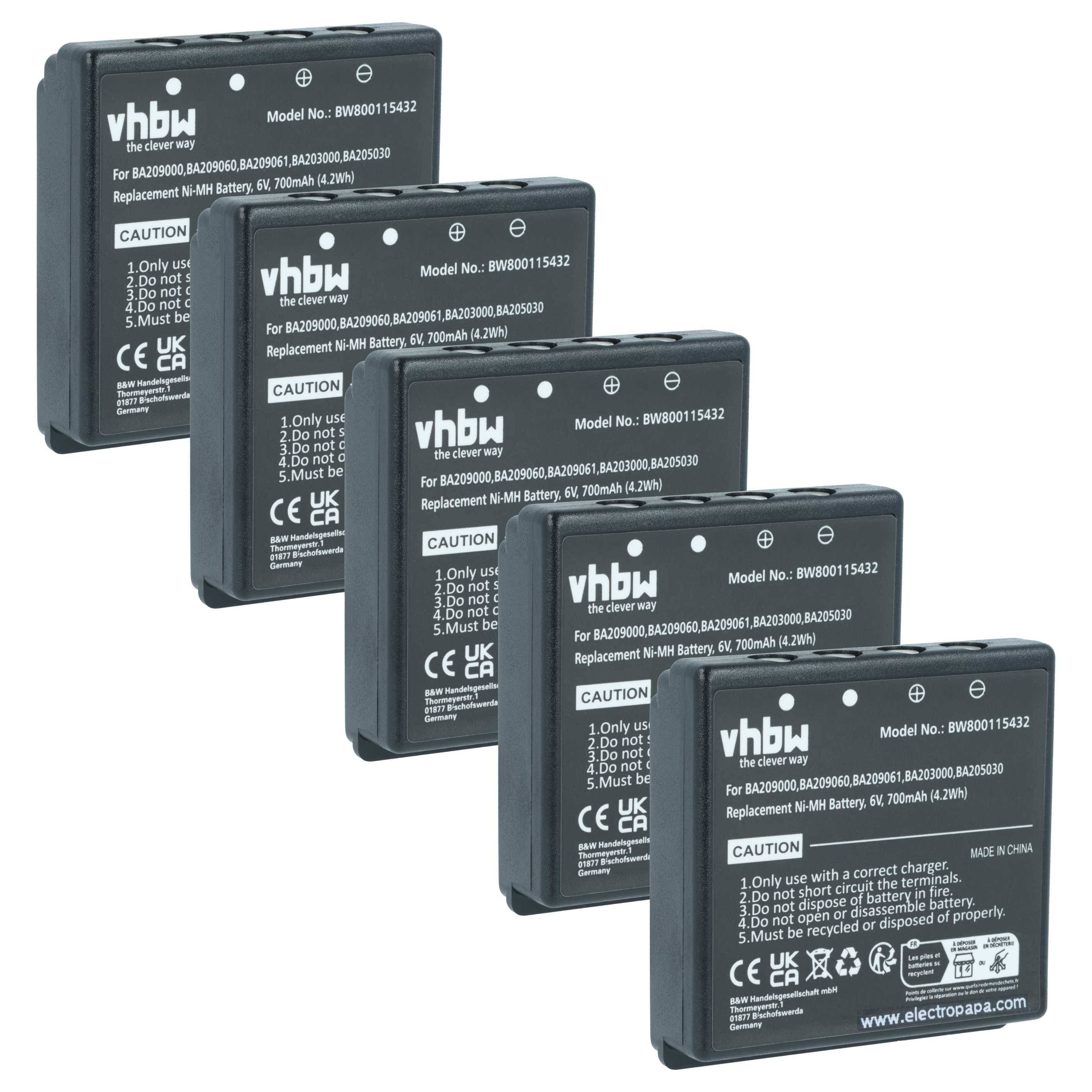 vhbw 5x Akku Ersatz für HBC BA206000 | BA203000, BA205030, 005-01-00615 für Industrie-Funkfernsteuerung Fernbedienung-0