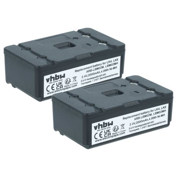 vhbw 2x Akku Ersatz für Autec ARB-LBM02M | LBM02MH für Fernbedienung Remote Control (2000 mAh, 2,4 V, NiMH)