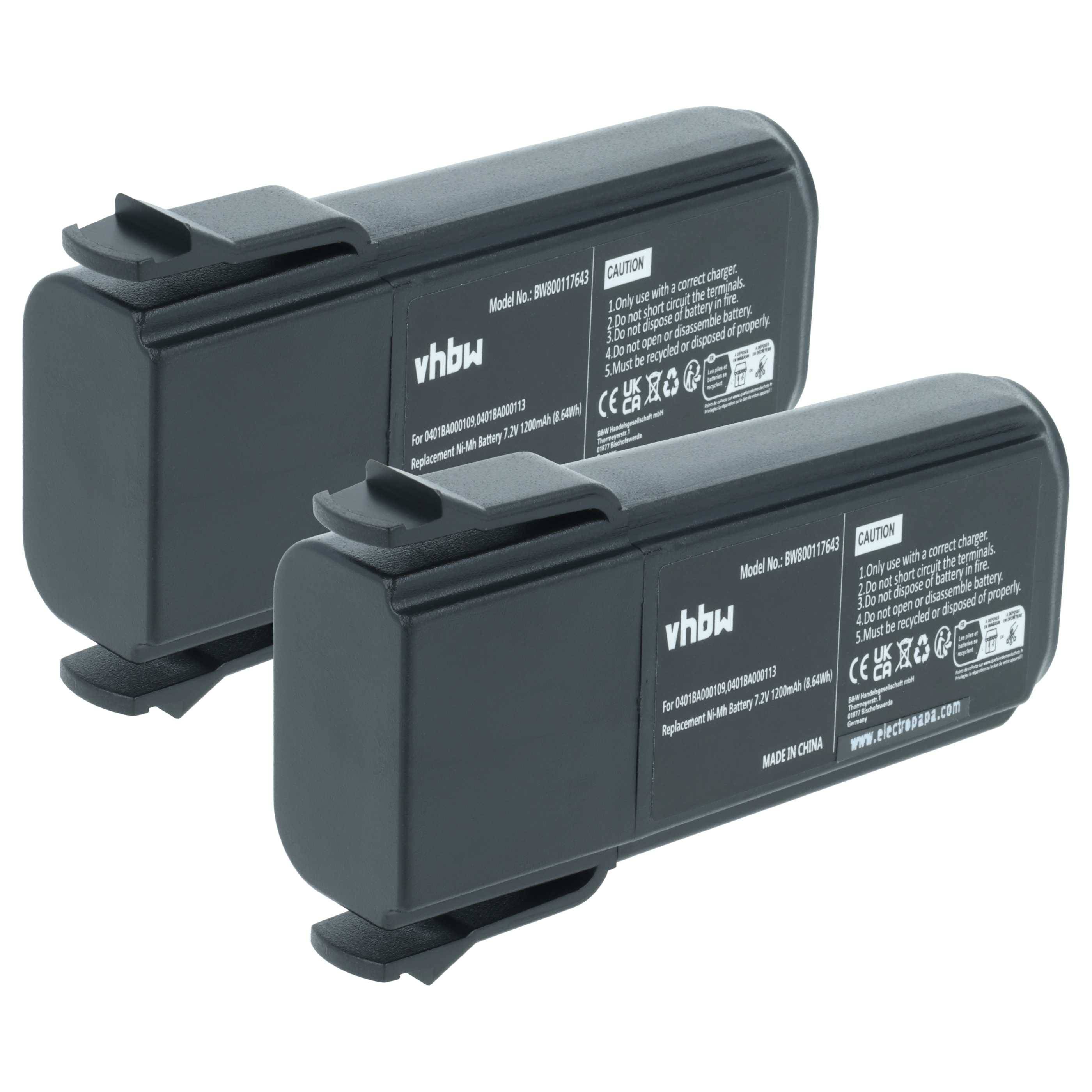 vhbw 2x Akku kompatibel mit Elca PINC-GEH | Genio-Silux, Genio-Sfera, GENIO-PUNTO Fernbedienung Remote Control (1200 mAh-0