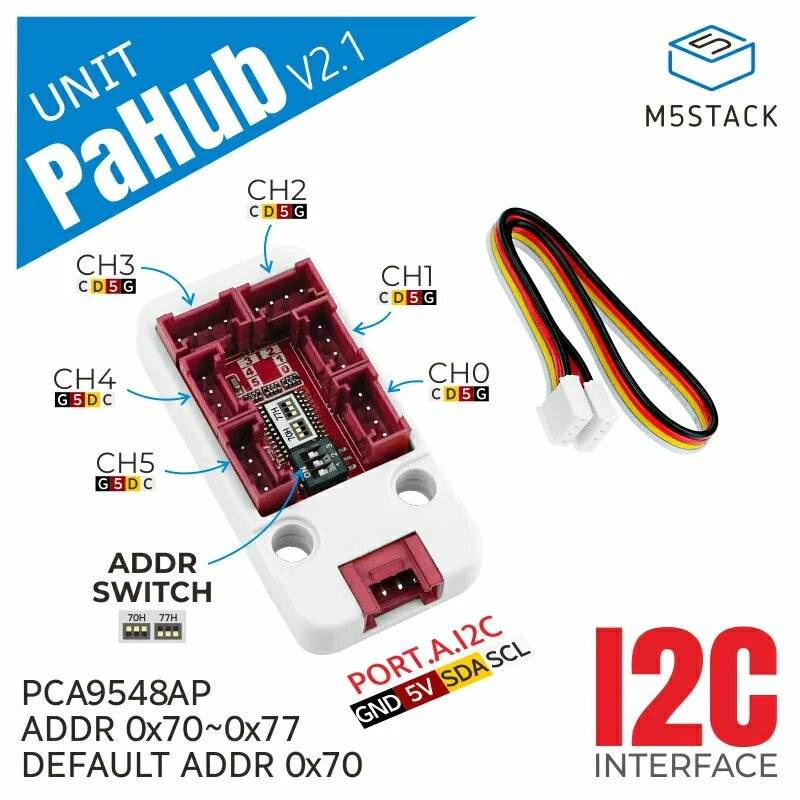 M5Stack I2C Hub 1 zu 6 Expansion Unit v2.1 mit DIP Switch (PCA9548A)-0