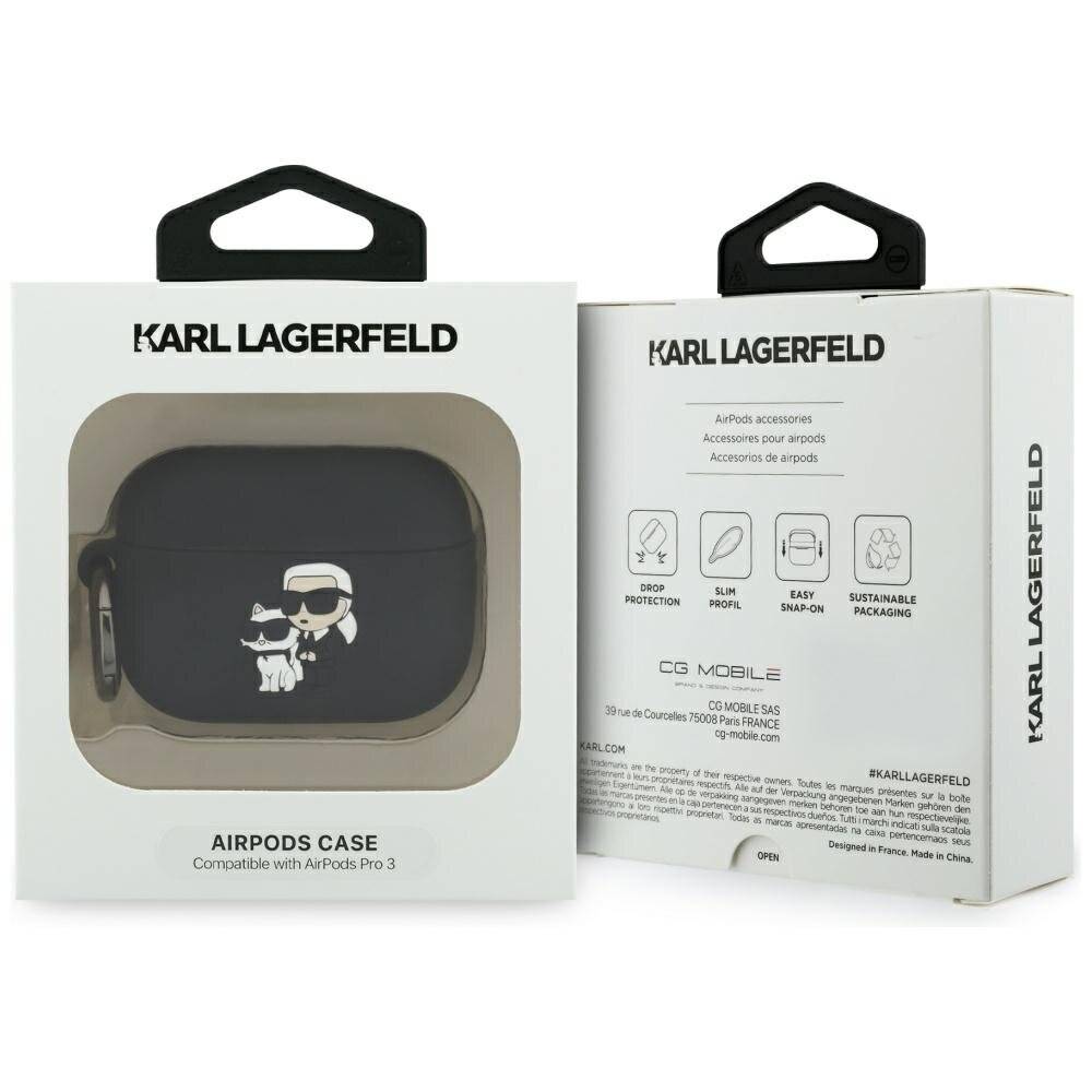 Symbolbild für Karl Lagerfeld Silikonhülle mit Karl & Chaupette Kopf (3D) für AirPods Pro 3 – Schwarz