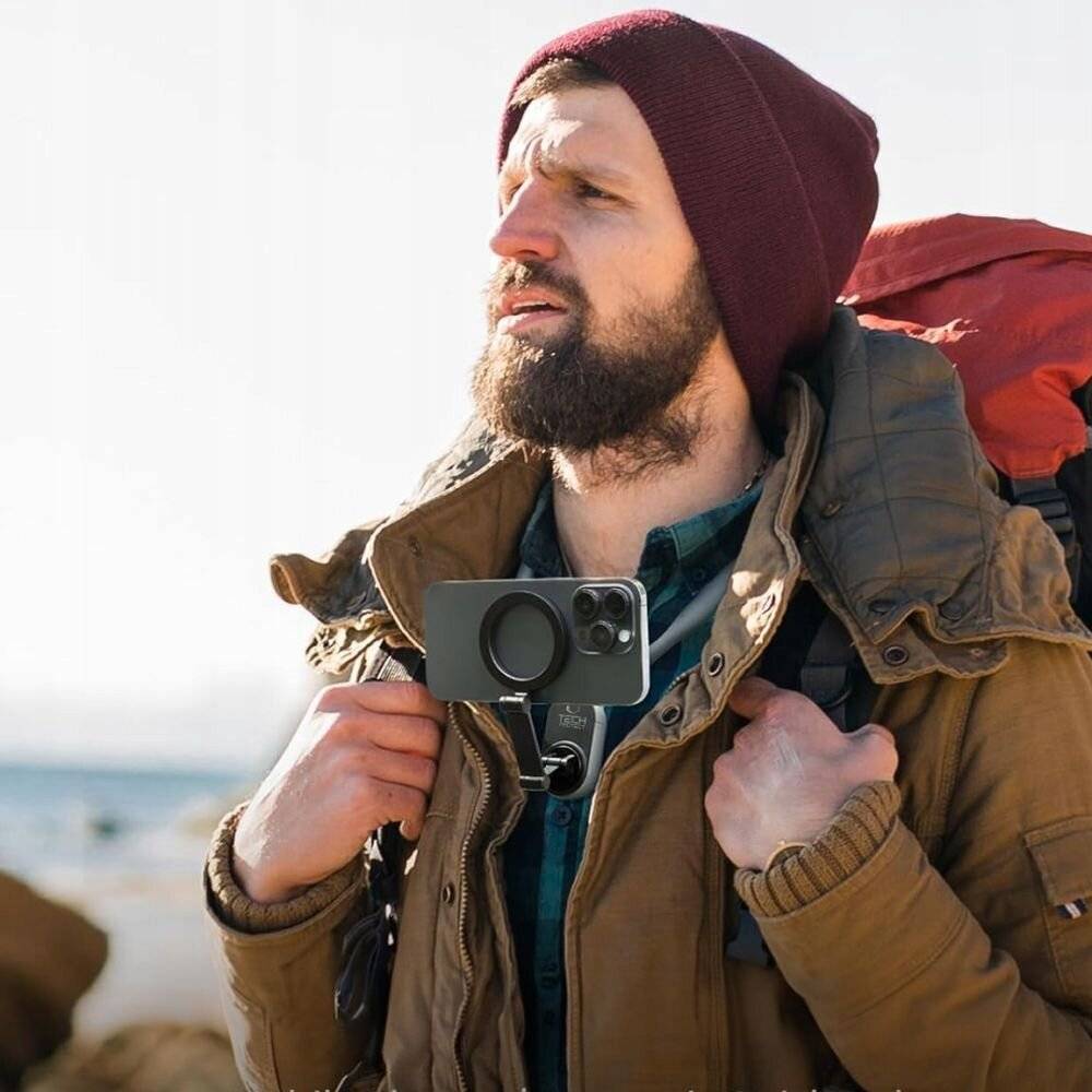 Tech-Protect AC200 Magnetische MagSafe-Halterung für Smartphone, GoPro, DJI – Grau-4