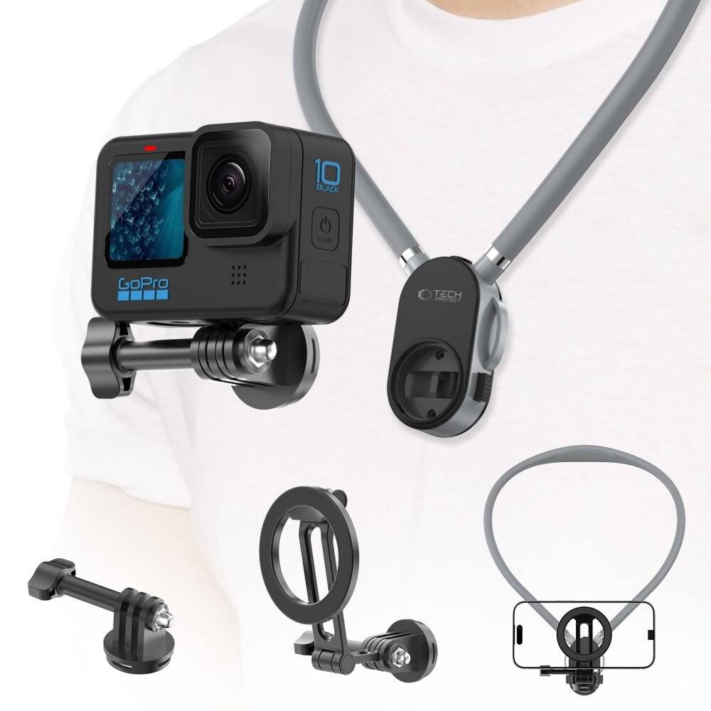 Tech-Protect AC200 Magnetische MagSafe-Halterung für Smartphone, GoPro, DJI – Grau-2