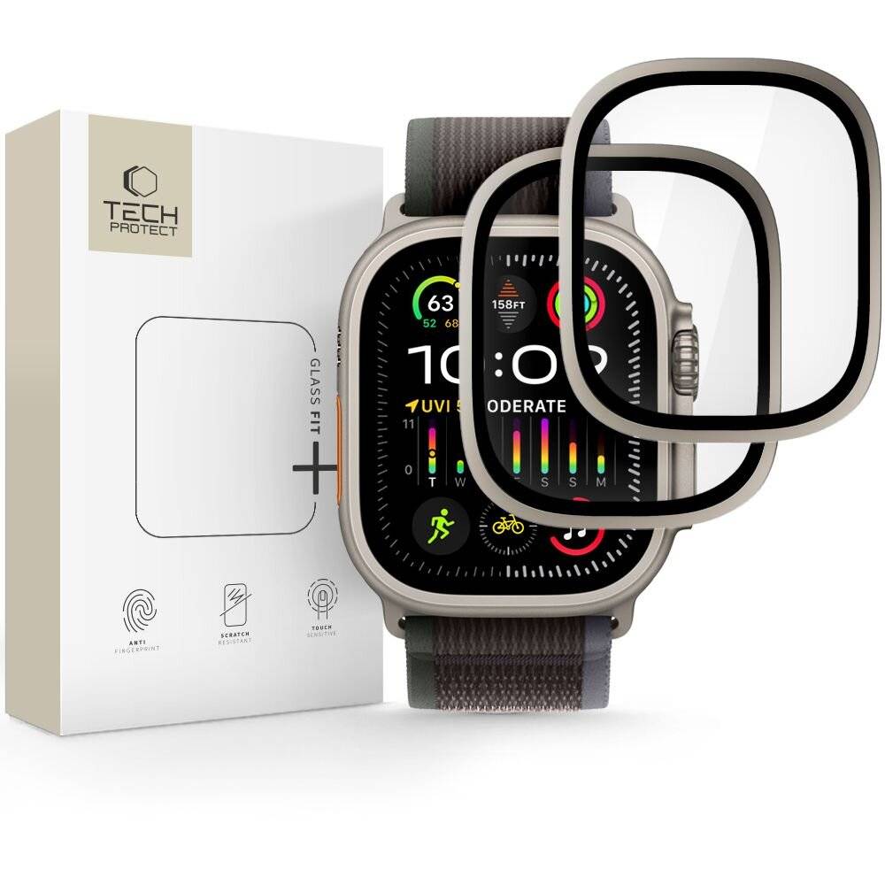 Tech-Protect 2er-Pack Schutzglas für Apple Watch Ultra 49 mm – Silber und Schwarz-0