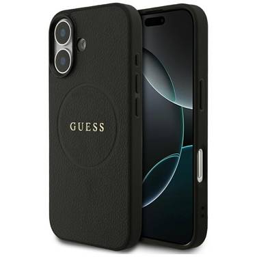 Guess Grained Ring MagSafe Hülle iPhone 17 - Schwarz