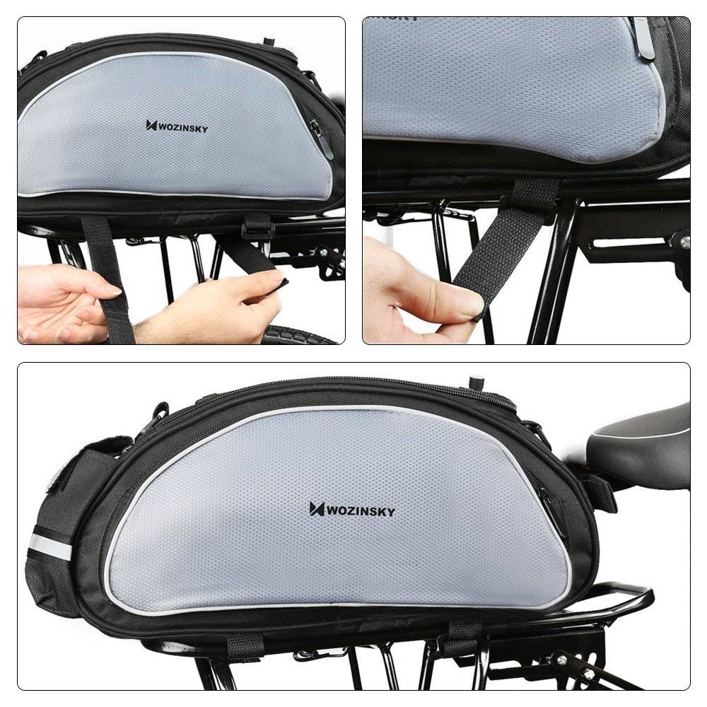 Wozinsky Fahrrad-Gepäcktasche Schultergurt, 13 l, Schwarz WBB1BK-1