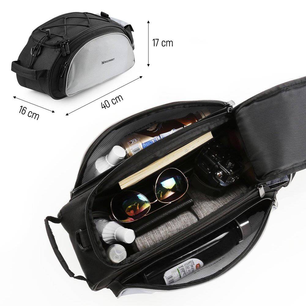 Wozinsky Fahrrad-Gepäcktasche Schultergurt, 13 l, Schwarz WBB1BK-4