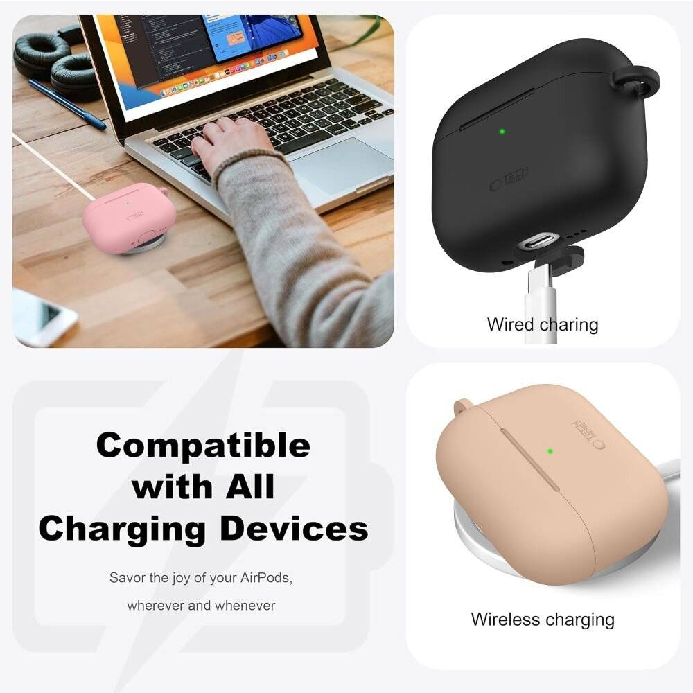 Tech-Protect Silikon-Hakenhülle für AirPods Pro – Olivgrün-2