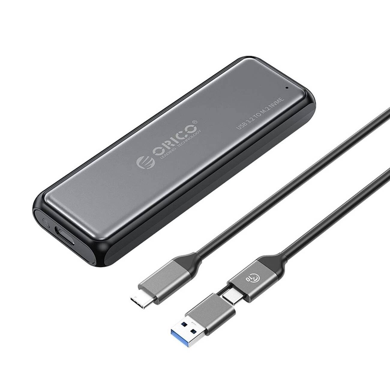 Orico DDM2-C3-G2 M.2 NVME USB-A USB-C 3.2 10Gb/s Festplattenlaufwerk - Grau-0