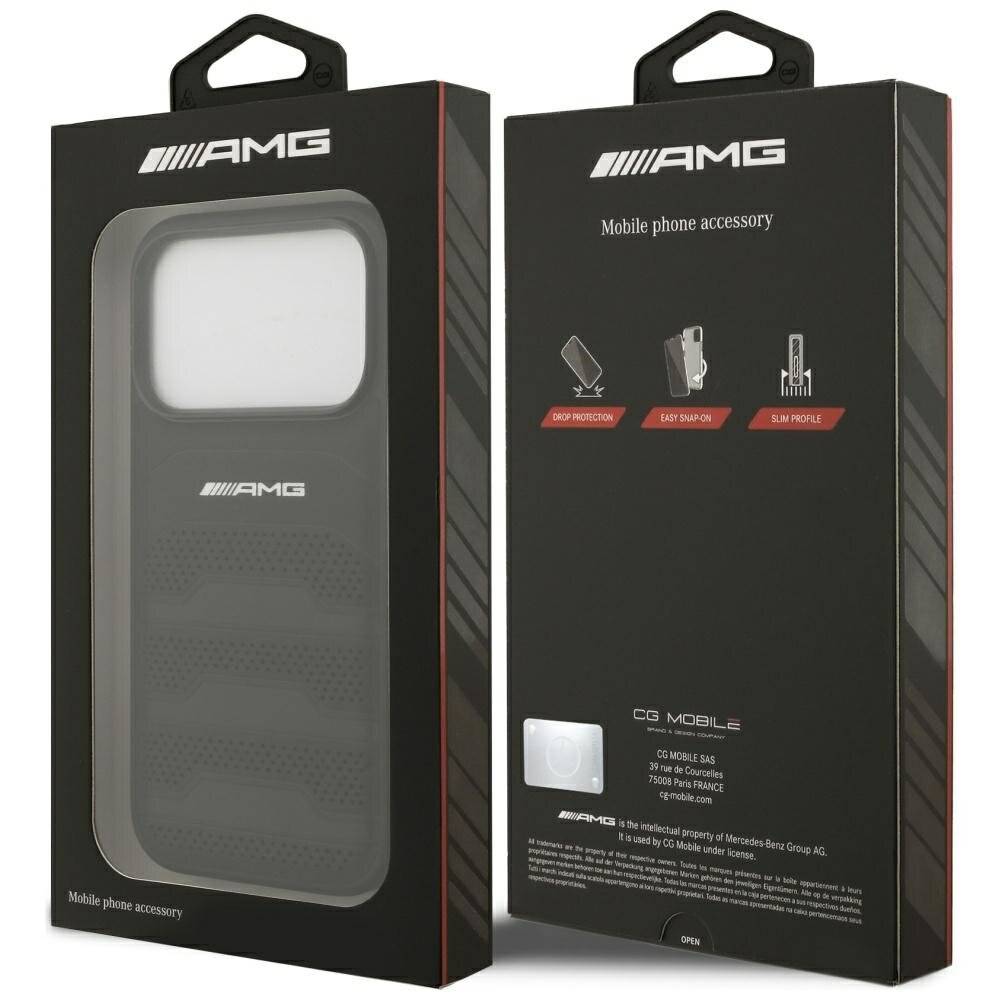 AMG Lederhülle mit geprägtem Linien-Logo für iPhone 17 Pro – Schwarz-1