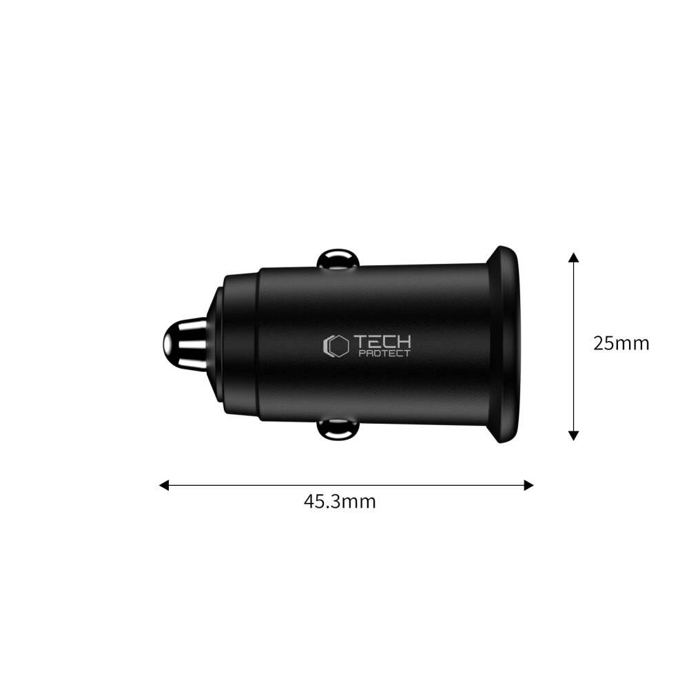 Symbolbild für Tech-Protect CC02 35W Kfz-Ladegerät mit 2 USB-C- und USB-A-Anschlüssen – Schwarz