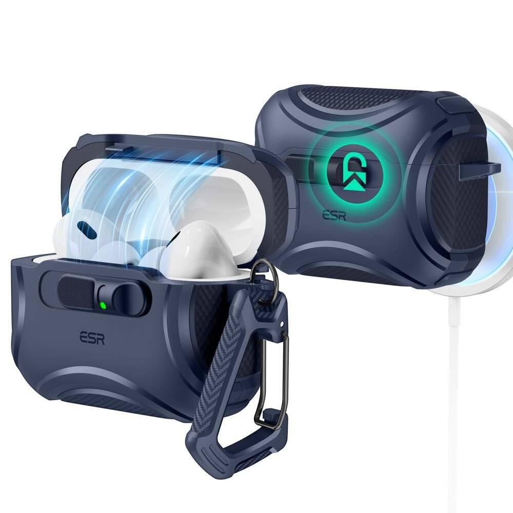 ESR Cyber ​​FlickLock MagSafe Hülle für AirPods Pro 3 – Marineblau-0