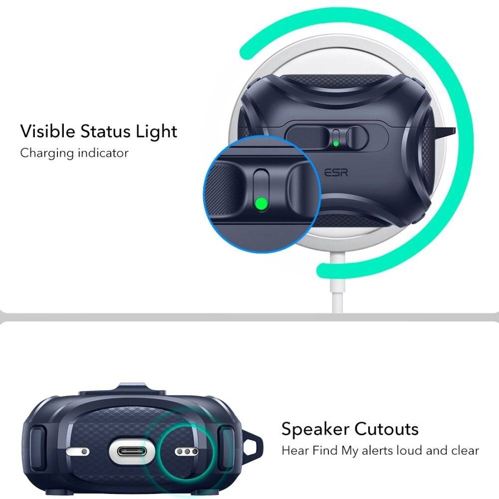Symbolbild für ESR Cyber ​​FlickLock MagSafe Hülle für AirPods Pro 3 – Marineblau