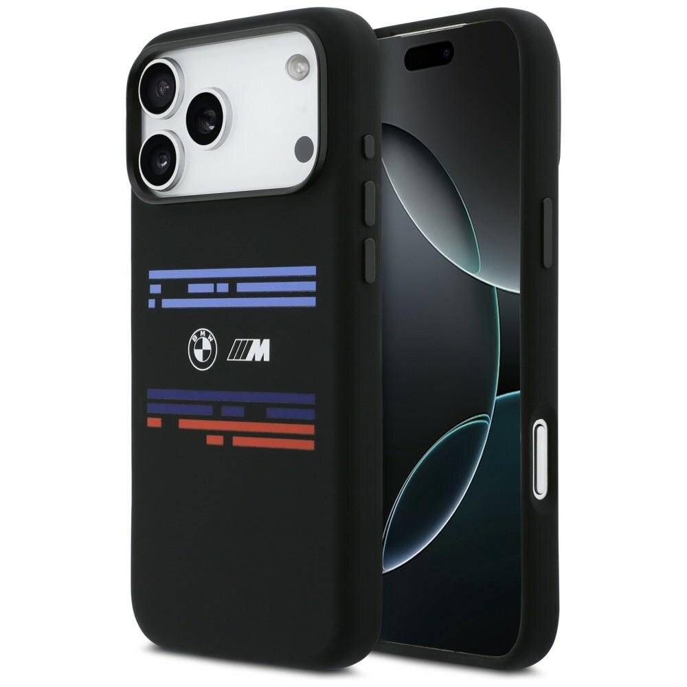 BMW M Silikonhülle mit horizontaler Linie und MagSafe-Funktion für iPhone 17 Pro Max – Schwarz-0