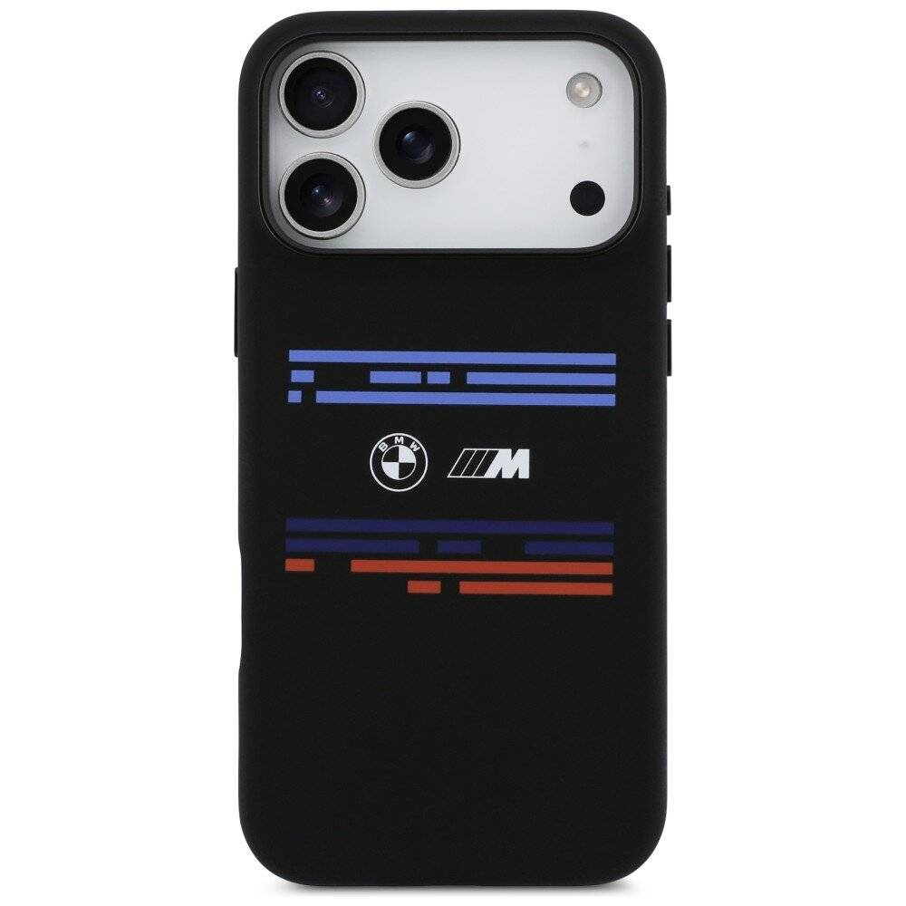 BMW M Silikonhülle mit horizontaler Linie und MagSafe-Funktion für iPhone 17 Pro Max – Schwarz-3