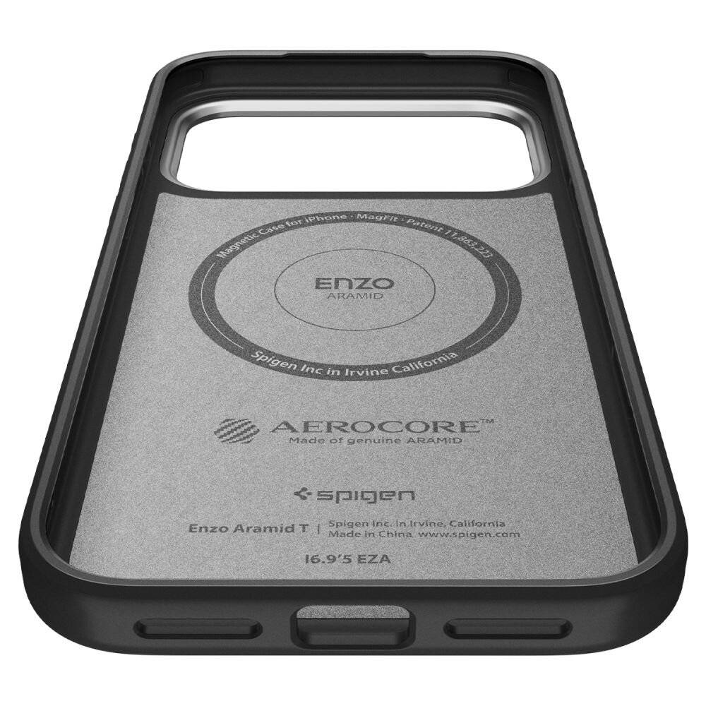 Spigen Enzo Aramid "T" MagSafe Case für iPhone 17 Pro - Schwarz und Silber-3