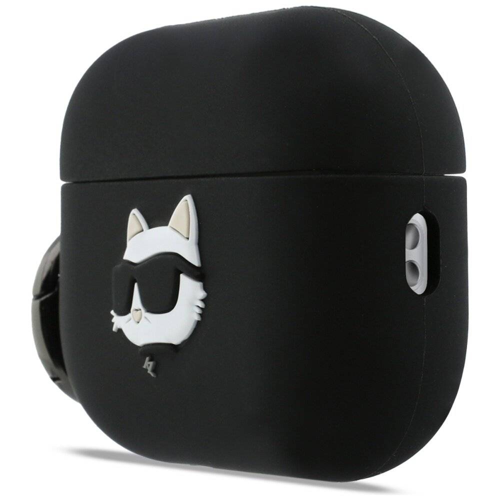 Karl Lagerfeld Silikonhülle mit Choupette-Kopf (3D) für AirPods Pro 3 – Schwarz-1