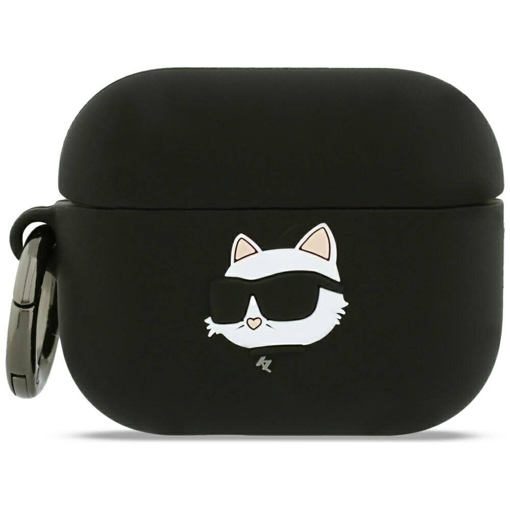 Karl Lagerfeld Silikonhülle mit Choupette-Kopf (3D) für AirPods Pro 3 – Schwarz-0