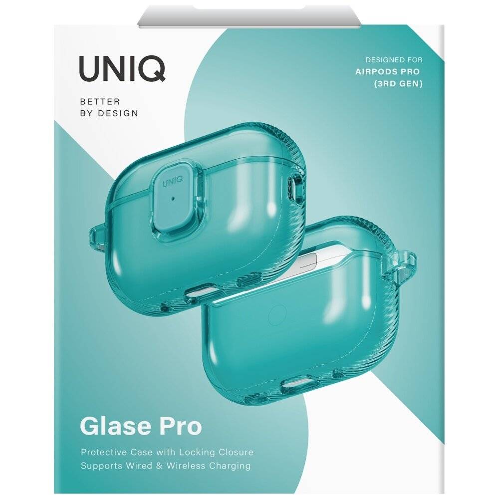 Uniq Glase Pro Schutzhülle für AirPods Pro 3 mit Schloss – Transparentblau-5