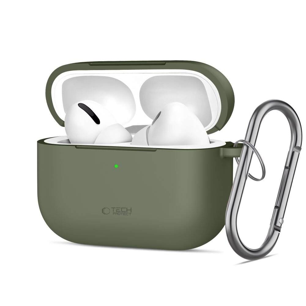 Tech-Protect Silikon-Hakenhülle für AirPods Pro – Olivgrün-0