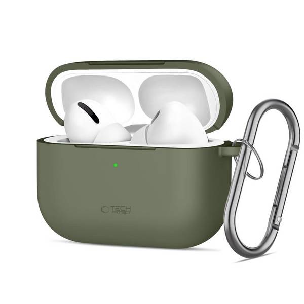 Tech-Protect Silikon-Hakenhülle für AirPods Pro – Olivgrün