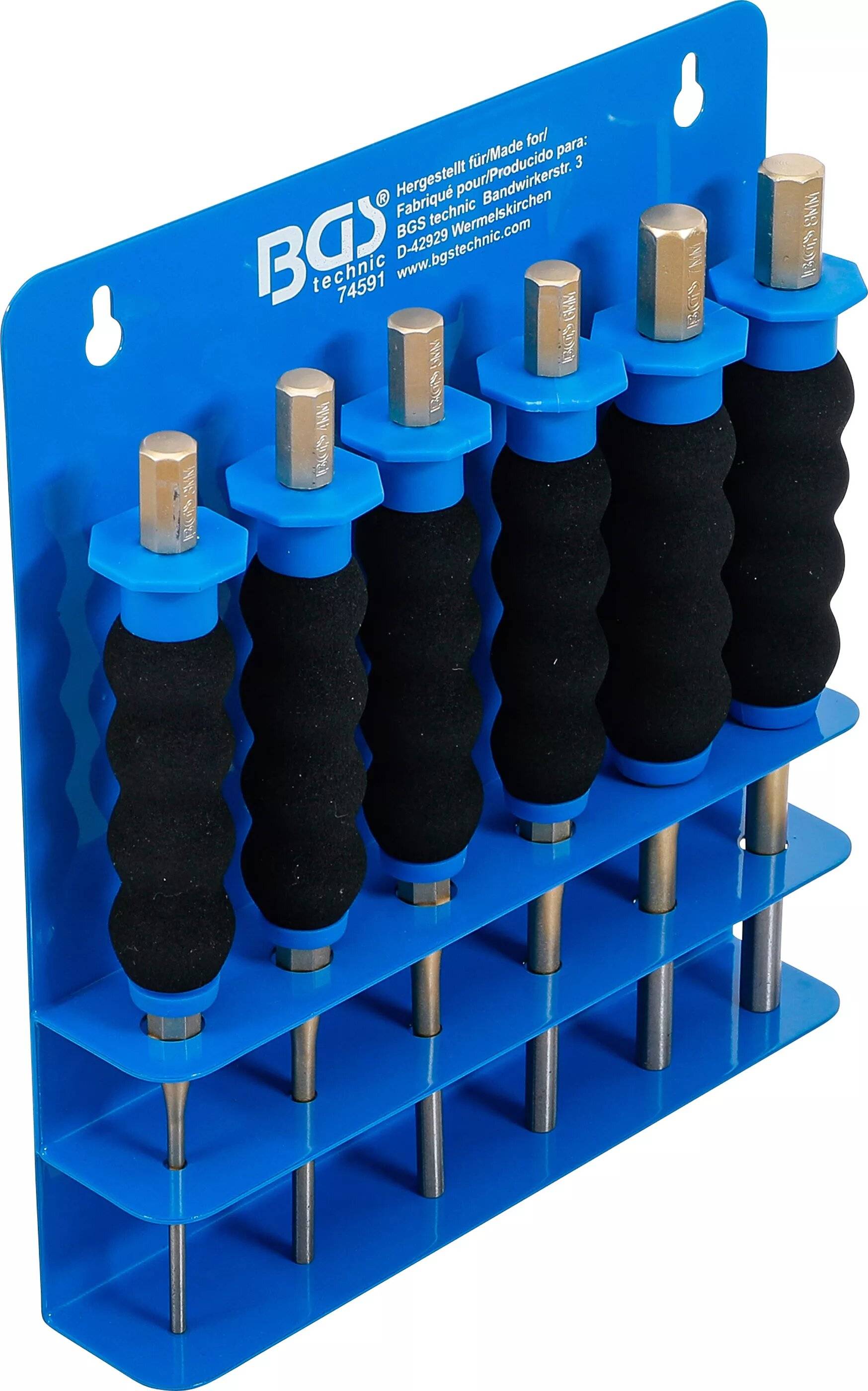 BGS 74591 Splintentreiber-Satz, mit Handschutz, 18 0 mm, 3 - 8 mm, 6-tlg.-5