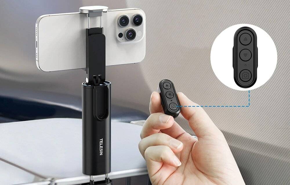 Telesin - P1-HSS-01 - Halterung mit Bluetooth-Fernbedienung Telesin mit Klemme für Smartphones-2