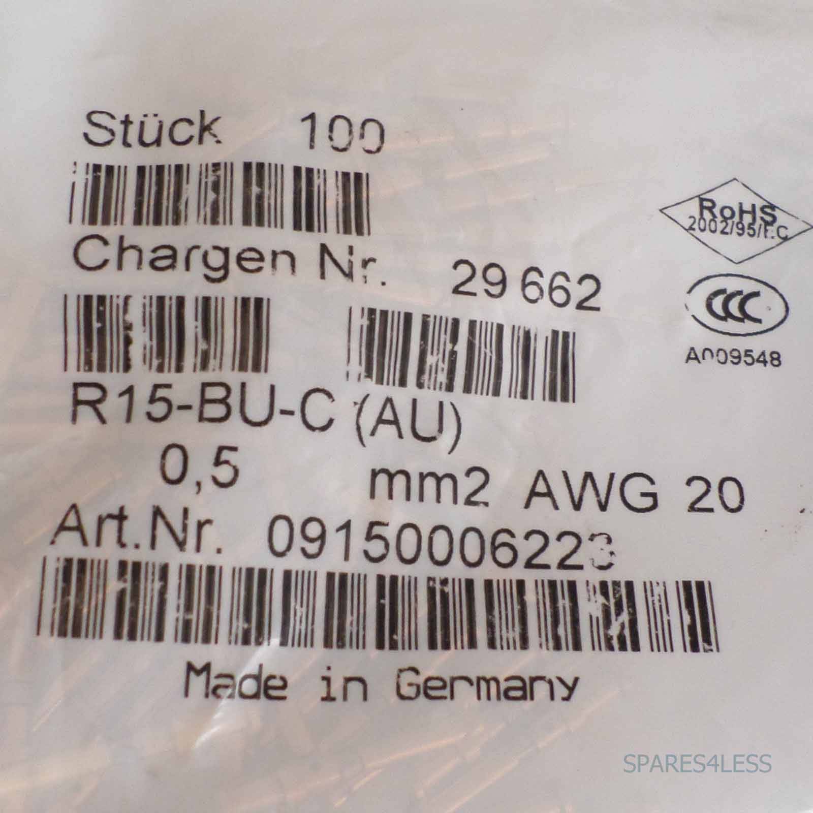Harting Buchsenkontakt R15-BU-C (AU) 0,5mm2 AWG20 (100Stk) OVP-1