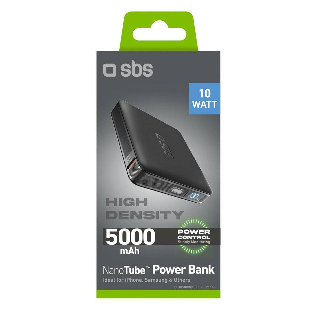 Preisbild für SBS HD 10W 5000mAh USB-C Powerbank mit LCD-Display – Schwarz