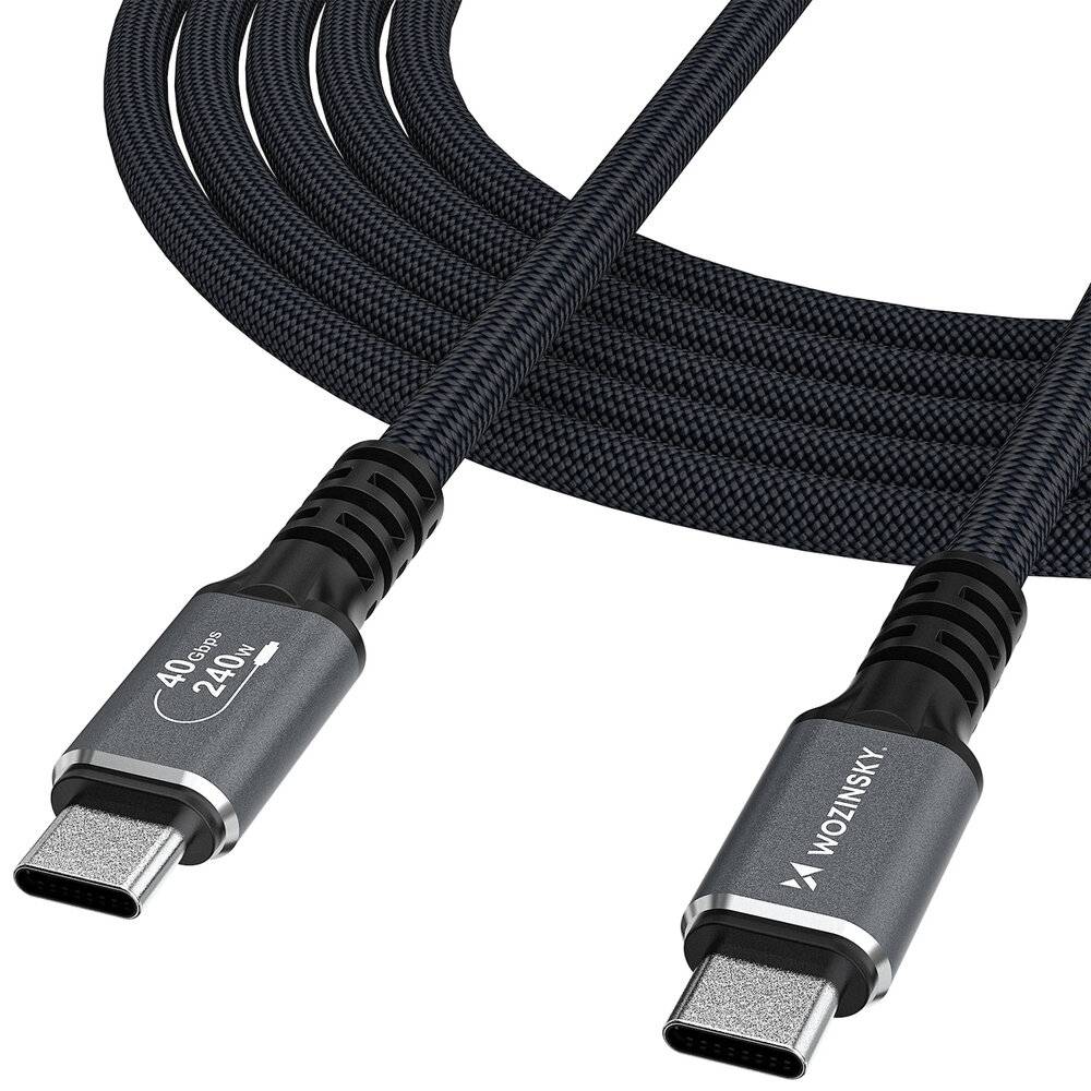 Wozinsky WPS-UY415S USB-C Thunderbolt 4 Kabel 240W 1,5m 4K - Schwarz-0