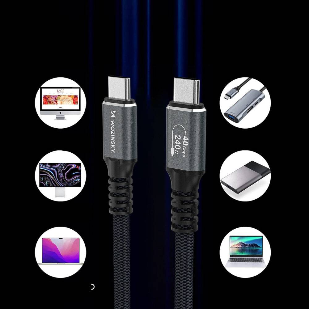 Wozinsky WPS-UY415S USB-C Thunderbolt 4 Kabel 240W 1,5m 4K - Schwarz-4