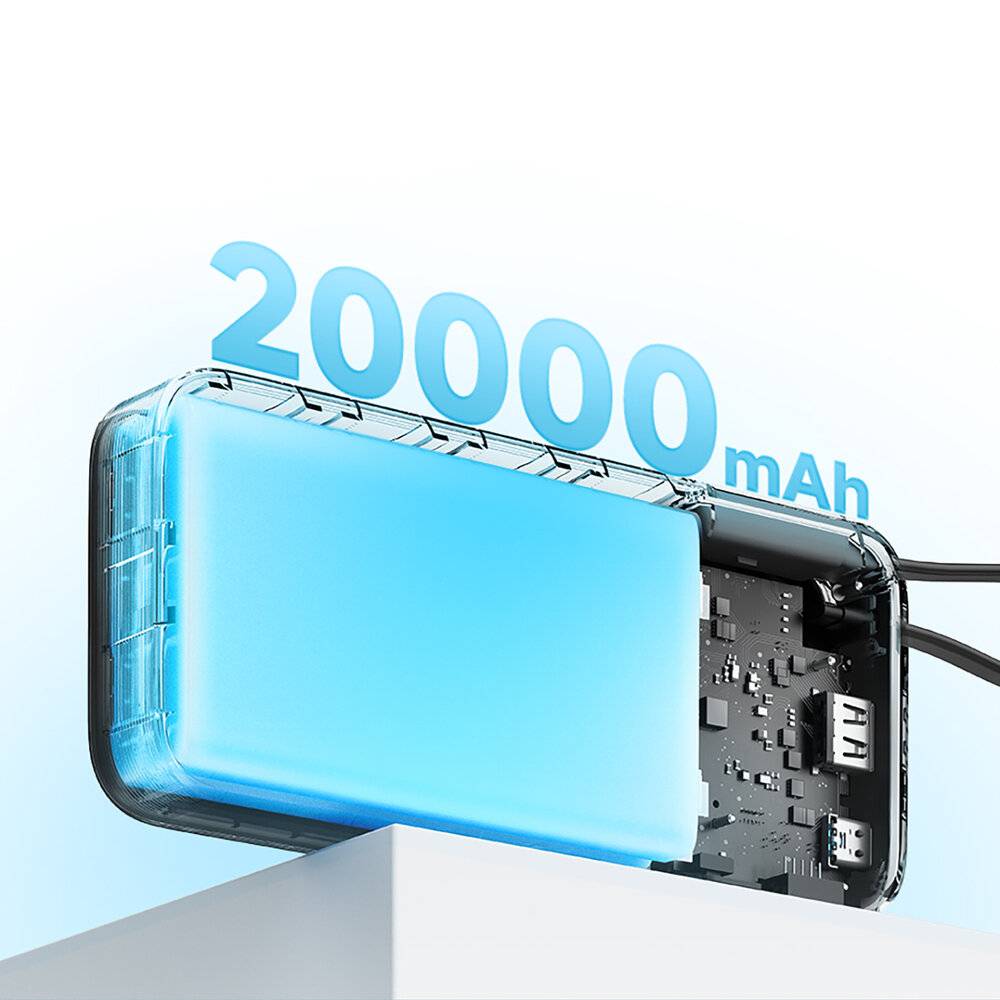 Cuktech CUKP200NGLDG 55W 20000mAh Powerbank mit integriertem USB-C-Kabel - Grau-5