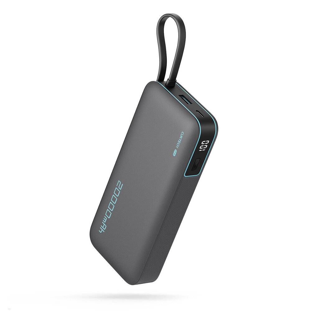 Cuktech CUKP200NGLDG 55W 20000mAh Powerbank mit integriertem USB-C-Kabel - Grau-0