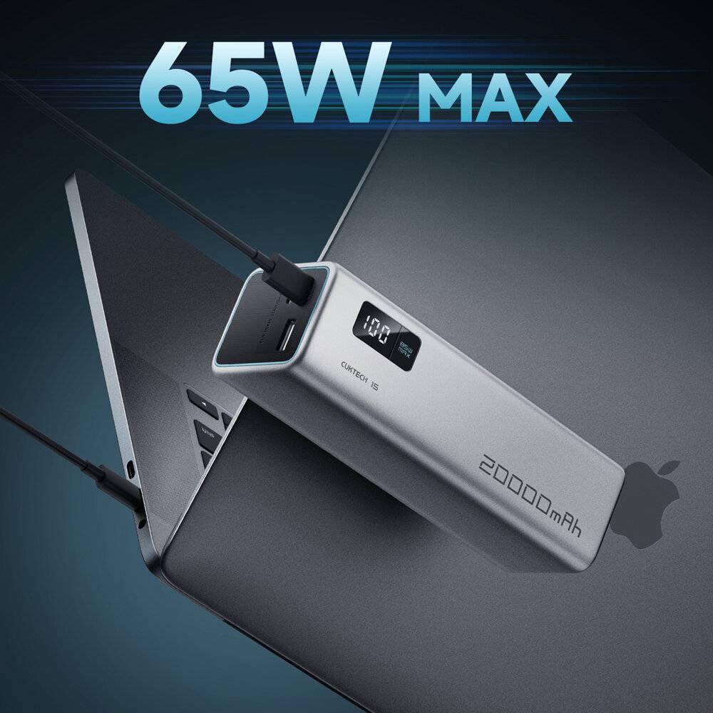Powerbank Cuktech CUKP200XGLGR 100W 20000mAh 2 x USB-C 1 x USB-A - grau-2