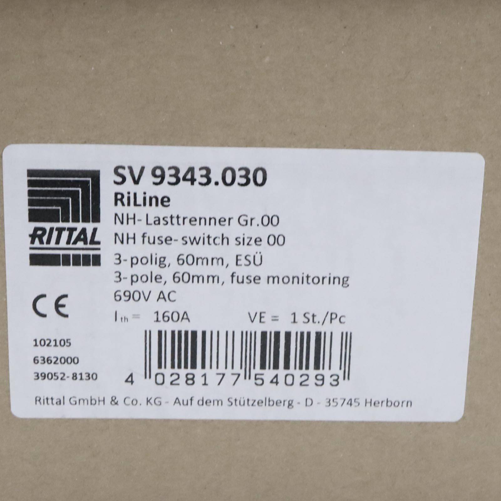 Rittal 9343.030 Sicherungslasttrennschalter 3phasig Sicherungsgröße = 00 1 St.-4