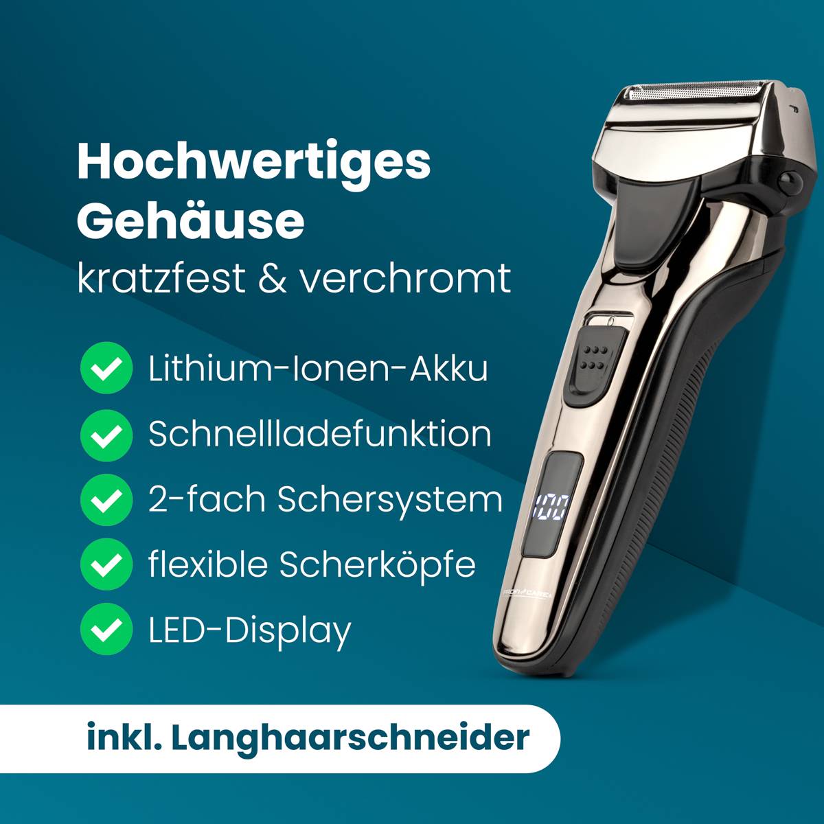 PROFI CARE Herren-Rasierer PC-HR 3140, chrom/schwarz-4