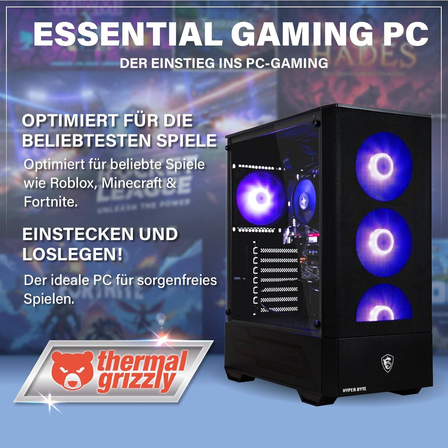 Hyper Byte Essential | Gaming PC / Computer | AMD Ryzen 3 3200G | Vega 8 | 16GB RAM | 256GB SSD | WLAN | Win 11 Pro-3