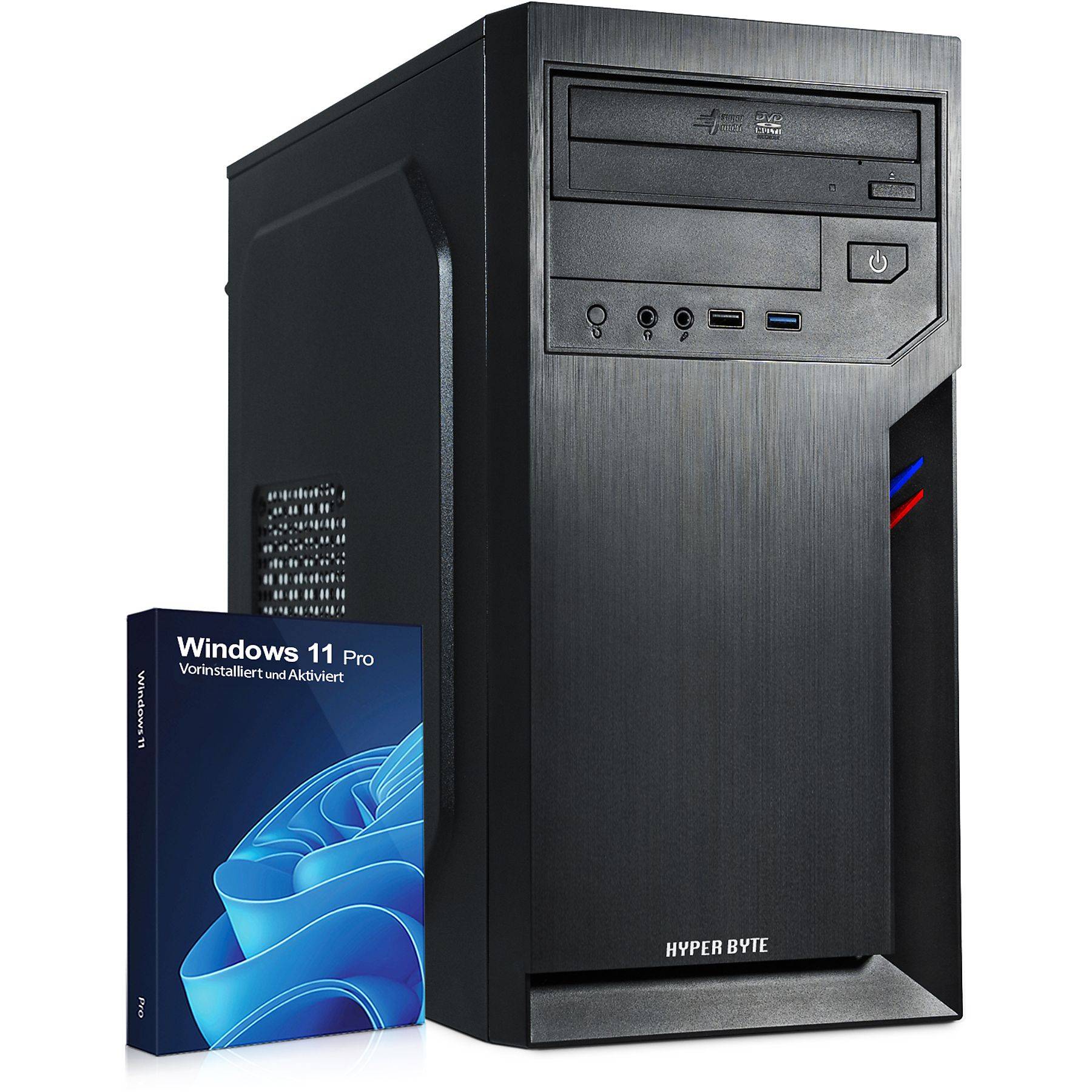 Hyper Byte Basic PC | AMD Athlon Pro | Computer für Büro | 8GB RAM | 240GB SSD | DVD+RW | USB 3.0 | WLAN | Win 11 Pro-0