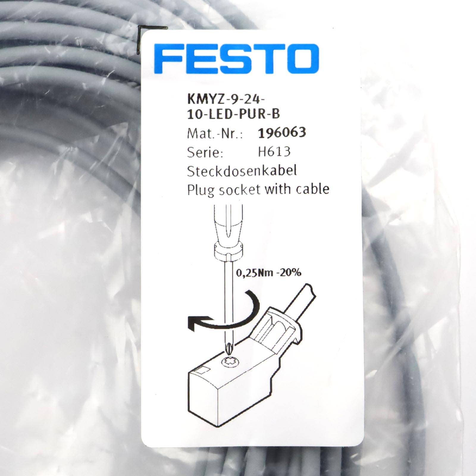 Festo Verbindungsleitung KMYZ-9-24-10-LED-PUR-B 196063 OVP-1