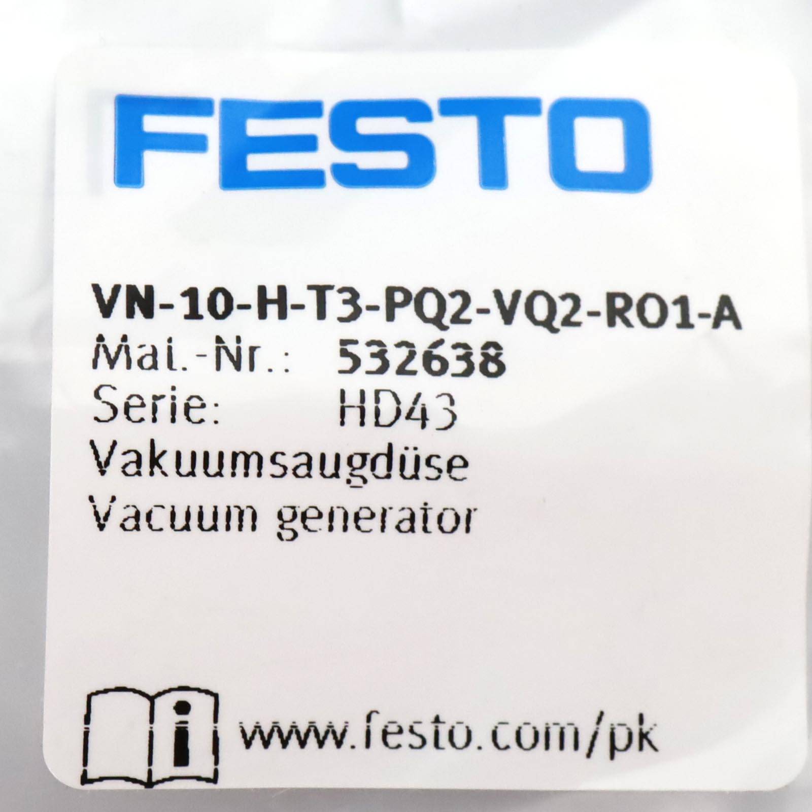 Festo Vakuumsaugdüse VN-10-H-T3-PQ2-VQ2-RO1-A 532638 OVP-1