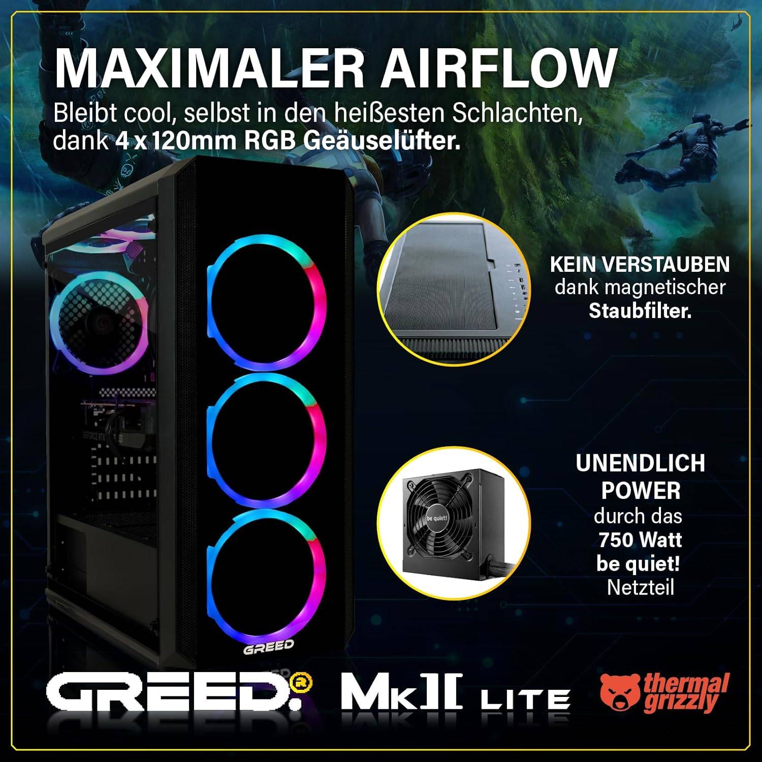 Greed MK2 AMD Lite | Gaming PC / Computer | Ryzen 7 5700X | Vega 7 | 4.6 GHz | 16GB RAM | 512GB SSD | WLAN | Win 11 Pro-2