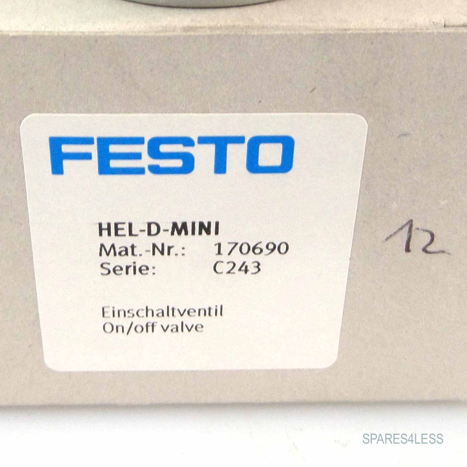 FESTO HEL-D-MINI On-off valve, P/n: 170690-2