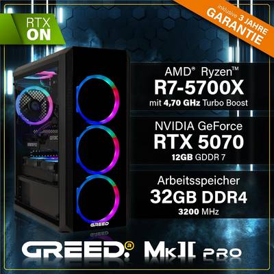 Greed MK2 AMD Pro | Gaming PC / Computer | Ryzen 7 5700X | RTX 5070 | Wasserkühlung | 32GB RAM | 1TB SSD | Win 11 Pro-1