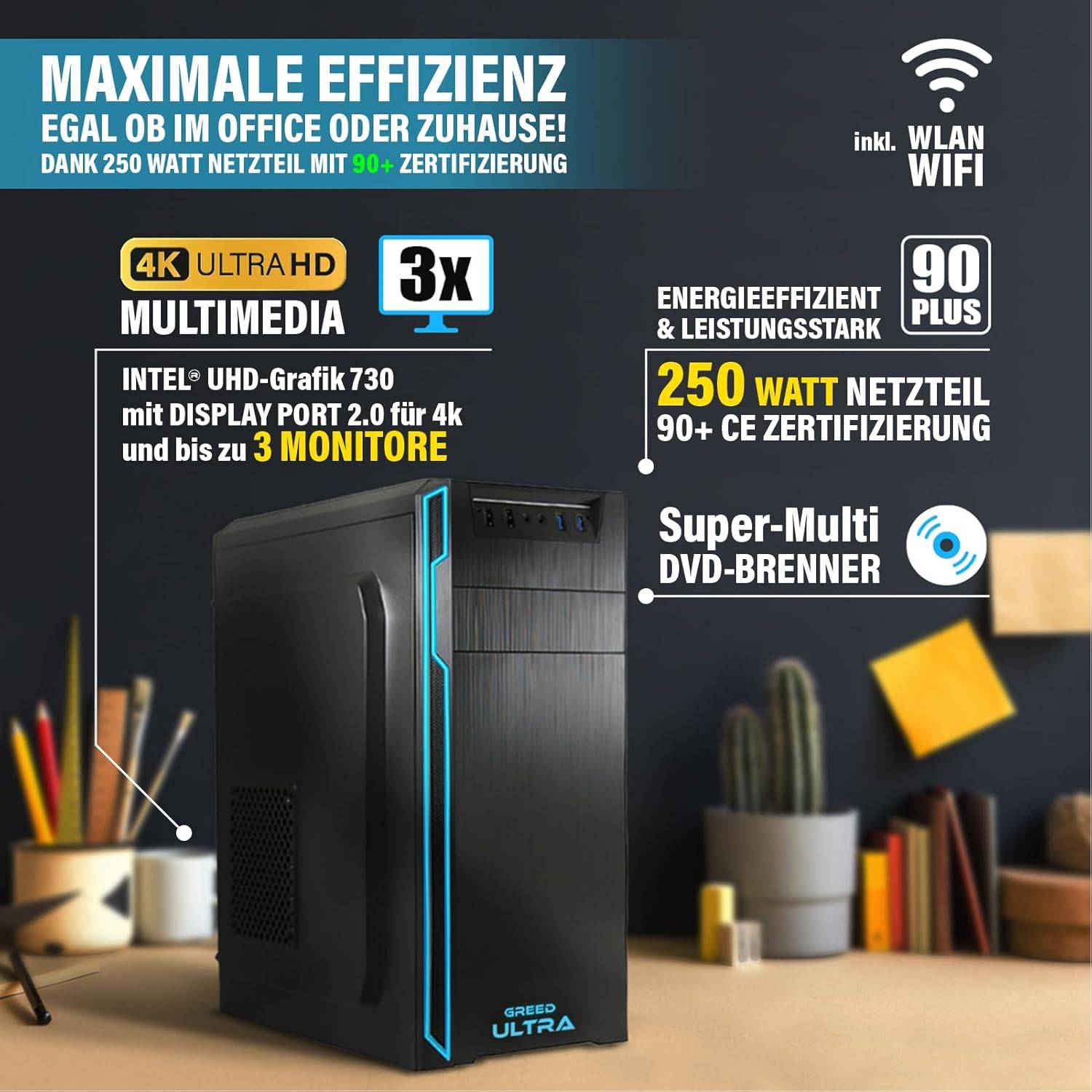 Greed - Desktop PC - Ultra | Intel Core i5 12400 | Computer für Büro | 16GB RAM | 1TB SSD | 1TB HDD | WLAN | Win 11 Pro-4